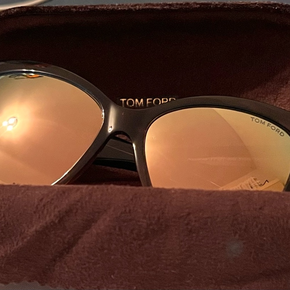 Tom Ford Anoushka TF371 Melange Grey Acetate Cateye mirrored sunglasses